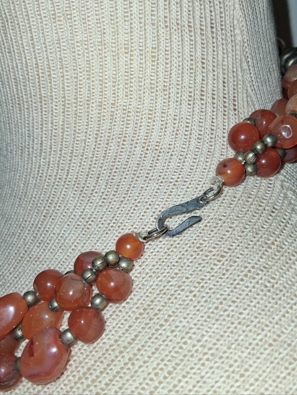 Vintage Multi-Strand Carnelian & Silver Necklace - Picture 7 of 8